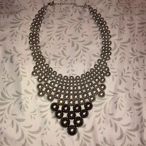 Grey Pearl Statement Necklace